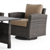 Venice Silver Oak Outdoor Wicker with Cushions 4 Piece Swivel Sofa Group + 59 x 32 in. Aluminum Top Lounge Table