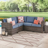 Venice Silver Oak Outdoor Wicker with Cushions 3 Piece Sectional