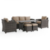 Venice Silver Oak Outdoor Wicker with Cushions 6 Piece Sofa Group + 59 x 32 in. Aluminum Top Lounge Table