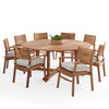 Warwick Teak with Cushions 9 Piece Dining Set + Bristol 70 in. D Table