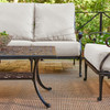 Naples Aged Bronze Cast Aluminum with Estate Cushions 4 Piece Sofa Group + Club Chairs + 45 x 24 in. Coffee Table