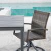 Contempo Husk Outdoor Wicker with Cushions 9 Piece Swivel Combo Dining Set + 83 x 41 in. Table