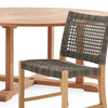 Hampton Driftwood Outdoor Wicker and Solid Teak 9 Piece Side Dining Set + 70 in. D Table