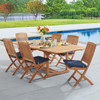 Westport Teak with Cushions 7 Piece Armless Dining Set + Bristol 67-87 x 47 in. Extension Table