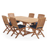 Westport Teak with Cushions 7 Piece Armless Dining Set + Bristol 67-87 x 47 in. Extension Table