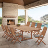 Westport Teak with Cushions 9 Piece Arm Dining Set + Bristol 87-118 x 47 in. Extension Table