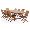 Westport Teak with Cushions 9 Piece Arm Dining Set + Bristol 87-118 x 47 in. Extension Table