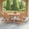 Westport Teak with Cushions 9 Piece Armless Dining Set + Bristol 70 in. D Table