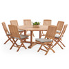Westport Teak with Cushions 9 Piece Armless Dining Set + Bristol 70 in. D Table