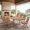 Westport Teak with Cushions 9 Piece Armless Dining Set + Bristol 87-118 x 47 in. Extension Table