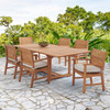 Pembroke Teak with Cushions 7 Piece Dining Set + 67-87 x 47 in. Extension Table