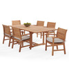 Pembroke Teak with Cushions 7 Piece Dining Set + 67-87 x 47 in. Extension Table