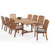 Eastchester Teak with Cushions 9 Piece Dining Set + Bristol 87-118 x 47 in. Extension Table