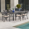Terrace Dark Elm Outdoor Wicker with Cushions 7 Piece Dining Set + 72 x 42 in. Rect. Table