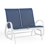 Cape Coral White Aluminum with Navy Sling Loveseat Glider