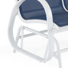 Cape Coral White Aluminum with Navy Sling Loveseat Glider