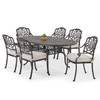 Cadiz Aged Bronze Cast Aluminum with Cushions 7 Piece Dining Set + 72 x 42 in. Table -