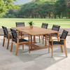 Sedona Teak with Black Sling 7 Piece Dining Set with 67-87 x 47 in. Extension Table