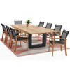 Sedona Teak with Black Sling 9 Piece Dining Set with 87-118 x 47 in. Balencia Extension Table