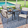 Hill Country Aged Bronze Aluminum and Cushion 5 Piece Dining Set + 48 in. D Table -