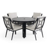 Hill Country Aged Bronze Aluminum and Cushion 5 Piece Dining Set + 48 in. D Table -