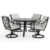 Hill Country Aged Bronze Aluminum and Cushion 5 Piece Swivel Dining Set + 48 in. D Table -