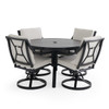 Hill Country Aged Bronze Aluminum and Cushion 5 Piece Swivel Dining Set + 48 in. D Table -