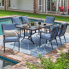 Hill Country Aged Bronze Aluminum and Cushion 7 Piece Dining Set + 72 x 42 in. Table -