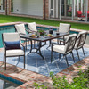 Hill Country Aged Bronze Aluminum and Cushion 7 Piece Dining Set + 72 x 42 in. Table -