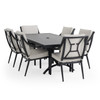 Hill Country Aged Bronze Aluminum and Cushion 7 Piece Dining Set + 84 x 42 in. Table -
