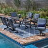 Hill Country Aged Bronze Aluminum and Cushion 7 Piece Swivel Dining Set + 84 x 42 in. Table -