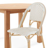 Parisian Cafe Cane Aluminum with Maple and White Outdoor Wicker 5 Piece Side Dining Set + 48 in. D Teak Table