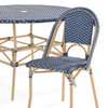 Parisian Cafe Cane Aluminum with Wicker 5 Piece Side Dining Set + 48 in. D Table