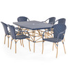 Parisian Cafe Cane Aluminum with Wicker 7 Piece Arm Dining Set + 72 x 42 in. Table