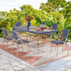 Parisian Cafe Cane Aluminum with Wicker 7 Piece Side Dining Set + 72 x 42 in. Table