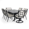 Hill Country Aged Bronze Aluminum and Cushion 7 Piece Combo Dining Set + 84 x 42 in. Table -