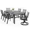 Ventura Textured Black Aluminum with Mica Pearl Sling 7 Piece Combo Dining Set + 84 x 42 in. Table