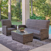 Tribeca Husk Outdoor Wicker with Concealed Cushions 3 Piece Sofa Group + 48 x 26 in. Coffee Table
