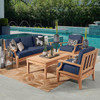Grand Banks Teak with Cushions 4 Piece Sofa Group + 47 x 31 in. Coffee Table Grand Banks Teak with Cushions 4 Piece Sofa Group + 47 x 31 in. Coffee Table