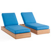 Castello Natural Oil Stain Teak with Cushions 2 Piece Chaise Lounge Set