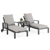 Montecito Charcoal Aluminum with Cushions 3 Piece Chaise Lounge Set + 24 in. D Side Table