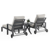 Montecito Charcoal Aluminum with Cushions 3 Piece Chaise Lounge Set + 24 in. D Side Table