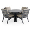 Montecito Charcoal Aluminum with Cushions 5 Piece Dining Set + 48 in. D Table