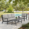 Montecito Charcoal Aluminum with Cushions 3 Piece Sofa Group + 48 x 26 in. Coffee Table