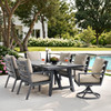 Montecito Charcoal Aluminum with Cushions 7 Piece Combo Dining Set + 70 x 40 in. Table