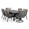 Montecito Charcoal Aluminum with Cushions 7 Piece Combo Dining Set + 84 x 42 in. Table