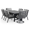 Montecito Charcoal Aluminum with Cushions 7 Piece Combo Dining Set + 84 x 42 in. Table