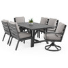 Montecito Charcoal Aluminum with Cushions 7 Piece Dining Set + 70 x 40 in. Table
