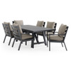 Montecito Charcoal Aluminum with Cushions 7 Piece Dining Set + 84 x 42 in. Table