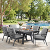 Montecito Charcoal Aluminum with Cushions 7 Piece Dining Set + 84 x 42 in. Table